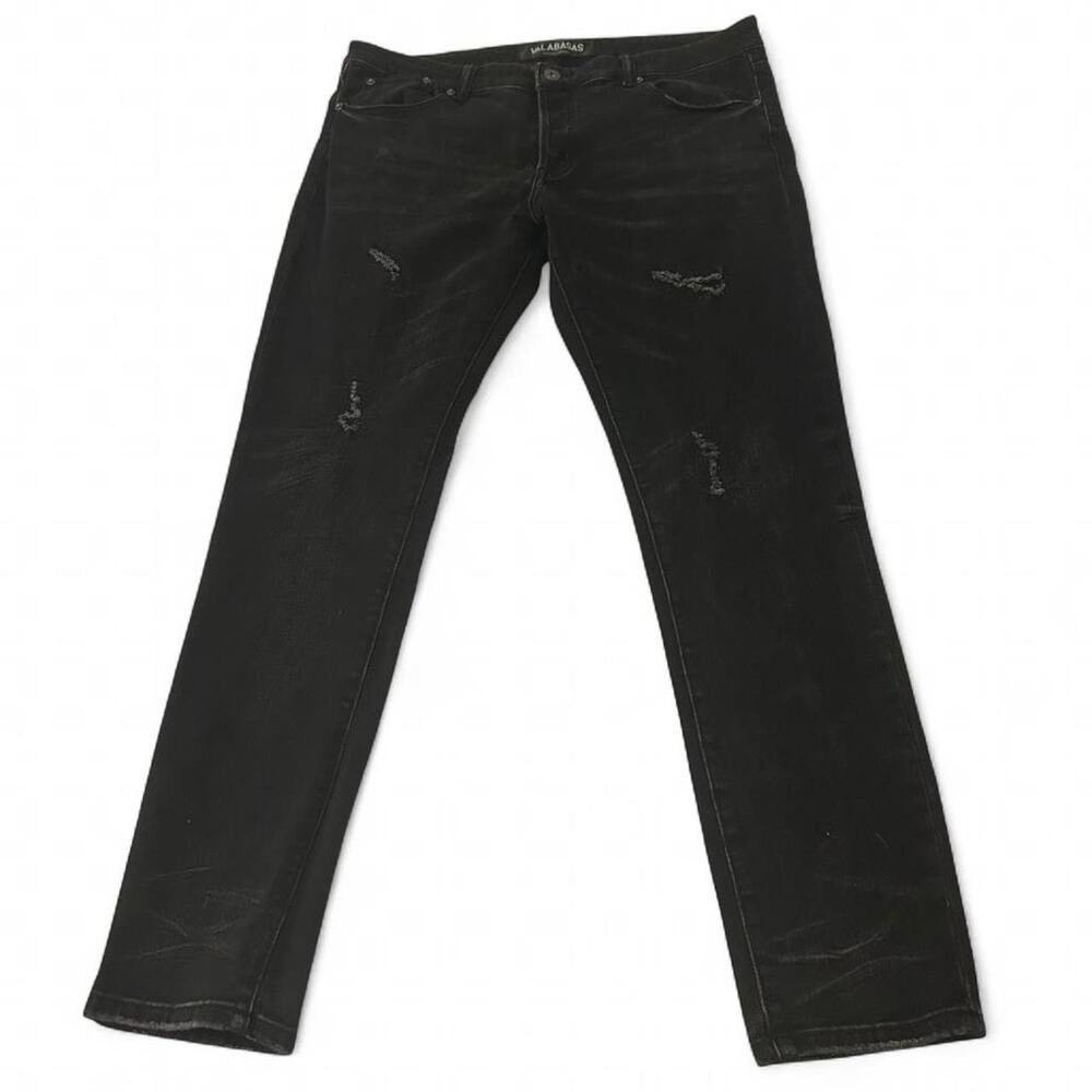 Valabasas Black Distressed Skinny Jeans 36 Goth Punk Y2K Grunge Mens Denim